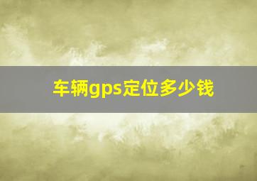 车辆gps定位多少钱