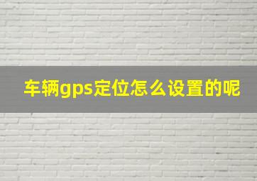 车辆gps定位怎么设置的呢