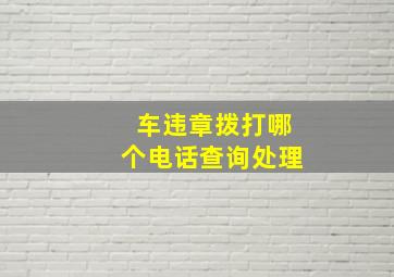 车违章拨打哪个电话查询处理