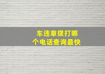 车违章拨打哪个电话查询最快