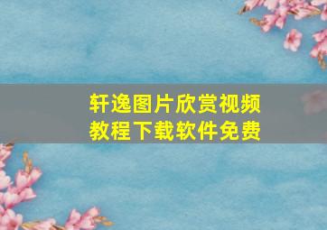 轩逸图片欣赏视频教程下载软件免费