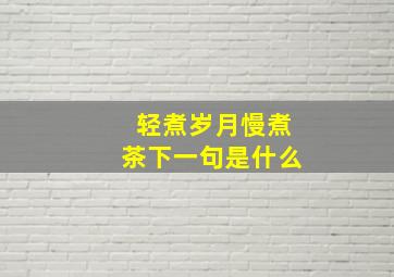 轻煮岁月慢煮茶下一句是什么