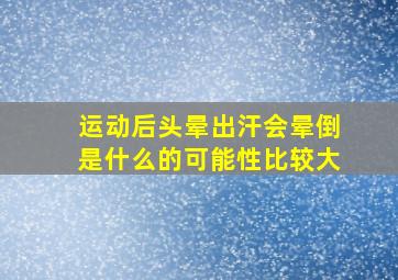 运动后头晕出汗会晕倒是什么的可能性比较大