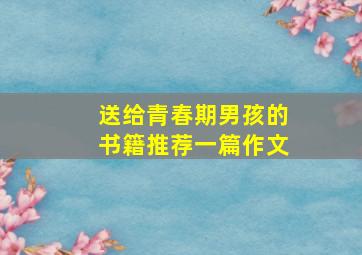 送给青春期男孩的书籍推荐一篇作文