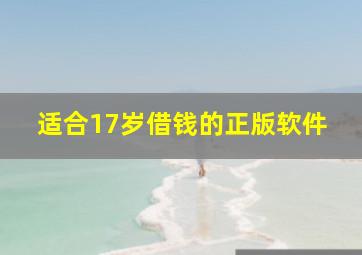 适合17岁借钱的正版软件