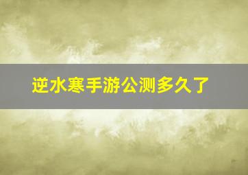 逆水寒手游公测多久了