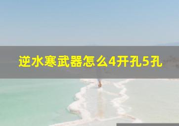 逆水寒武器怎么4开孔5孔