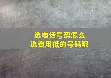 选电话号码怎么选费用低的号码呢