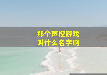 那个声控游戏叫什么名字啊