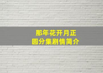 那年花开月正圆分集剧情简介