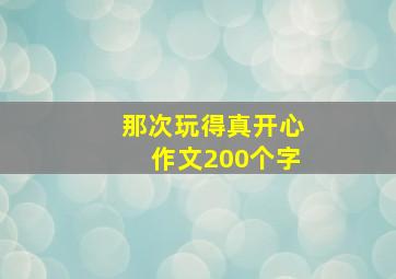 那次玩得真开心作文200个字