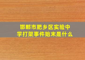 邯郸市肥乡区实验中学打架事件始末是什么