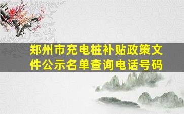 郑州市充电桩补贴政策文件公示名单查询电话号码