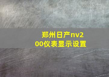 郑州日产nv200仪表显示设置