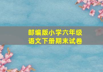 部编版小学六年级语文下册期末试卷