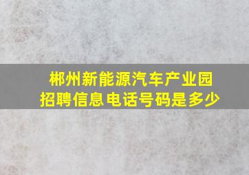 郴州新能源汽车产业园招聘信息电话号码是多少