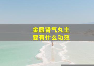 金匮肾气丸主要有什么功效