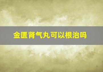 金匮肾气丸可以根治吗