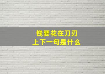 钱要花在刀刃上下一句是什么