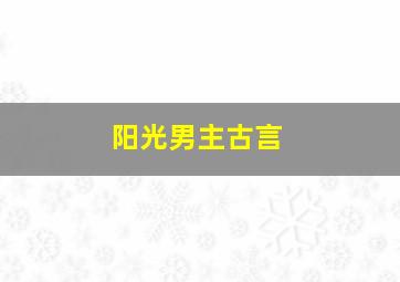 阳光男主古言