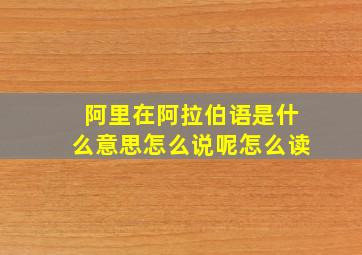 阿里在阿拉伯语是什么意思怎么说呢怎么读