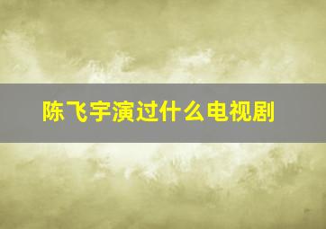 陈飞宇演过什么电视剧