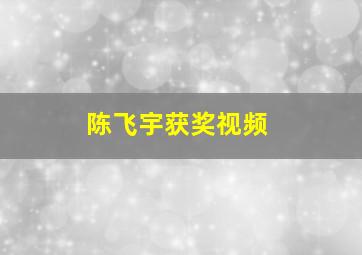 陈飞宇获奖视频