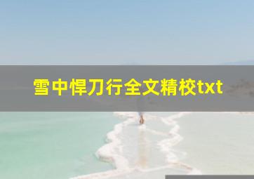 雪中悍刀行全文精校txt