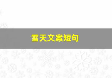 雪天文案短句