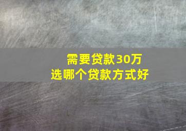 需要贷款30万选哪个贷款方式好