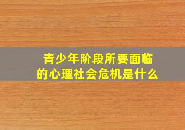 青少年阶段所要面临的心理社会危机是什么