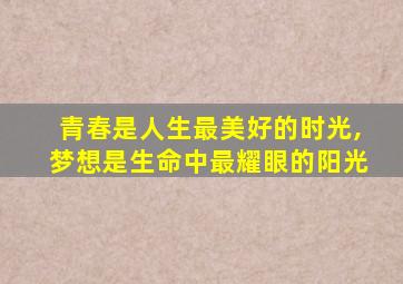 青春是人生最美好的时光,梦想是生命中最耀眼的阳光