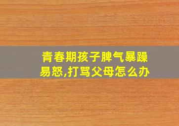 青春期孩子脾气暴躁易怒,打骂父母怎么办