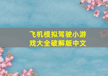 飞机模拟驾驶小游戏大全破解版中文