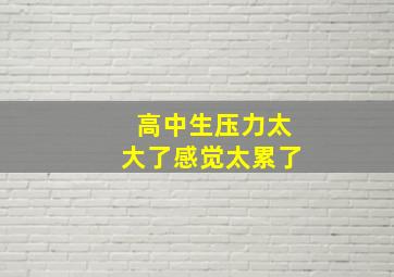 高中生压力太大了感觉太累了