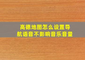 高德地图怎么设置导航语音不影响音乐音量