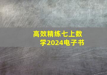 高效精练七上数学2024电子书