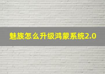 魅族怎么升级鸿蒙系统2.0