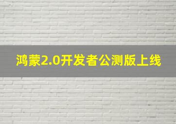 鸿蒙2.0开发者公测版上线