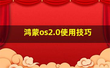 鸿蒙os2.0使用技巧