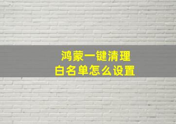 鸿蒙一键清理白名单怎么设置