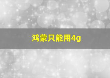 鸿蒙只能用4g