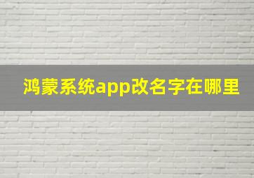 鸿蒙系统app改名字在哪里