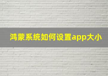 鸿蒙系统如何设置app大小