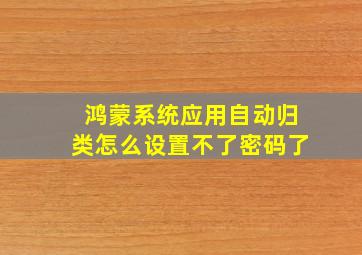 鸿蒙系统应用自动归类怎么设置不了密码了