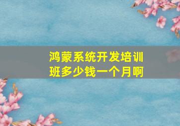 鸿蒙系统开发培训班多少钱一个月啊