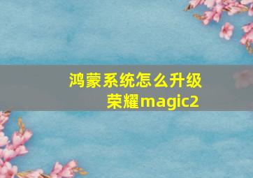 鸿蒙系统怎么升级荣耀magic2