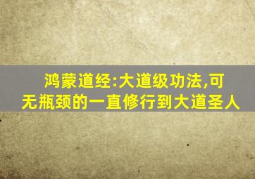 鸿蒙道经:大道级功法,可无瓶颈的一直修行到大道圣人