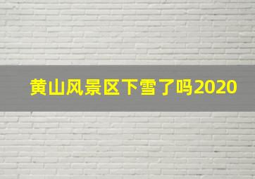 黄山风景区下雪了吗2020