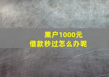 黑户1000元借款秒过怎么办呢